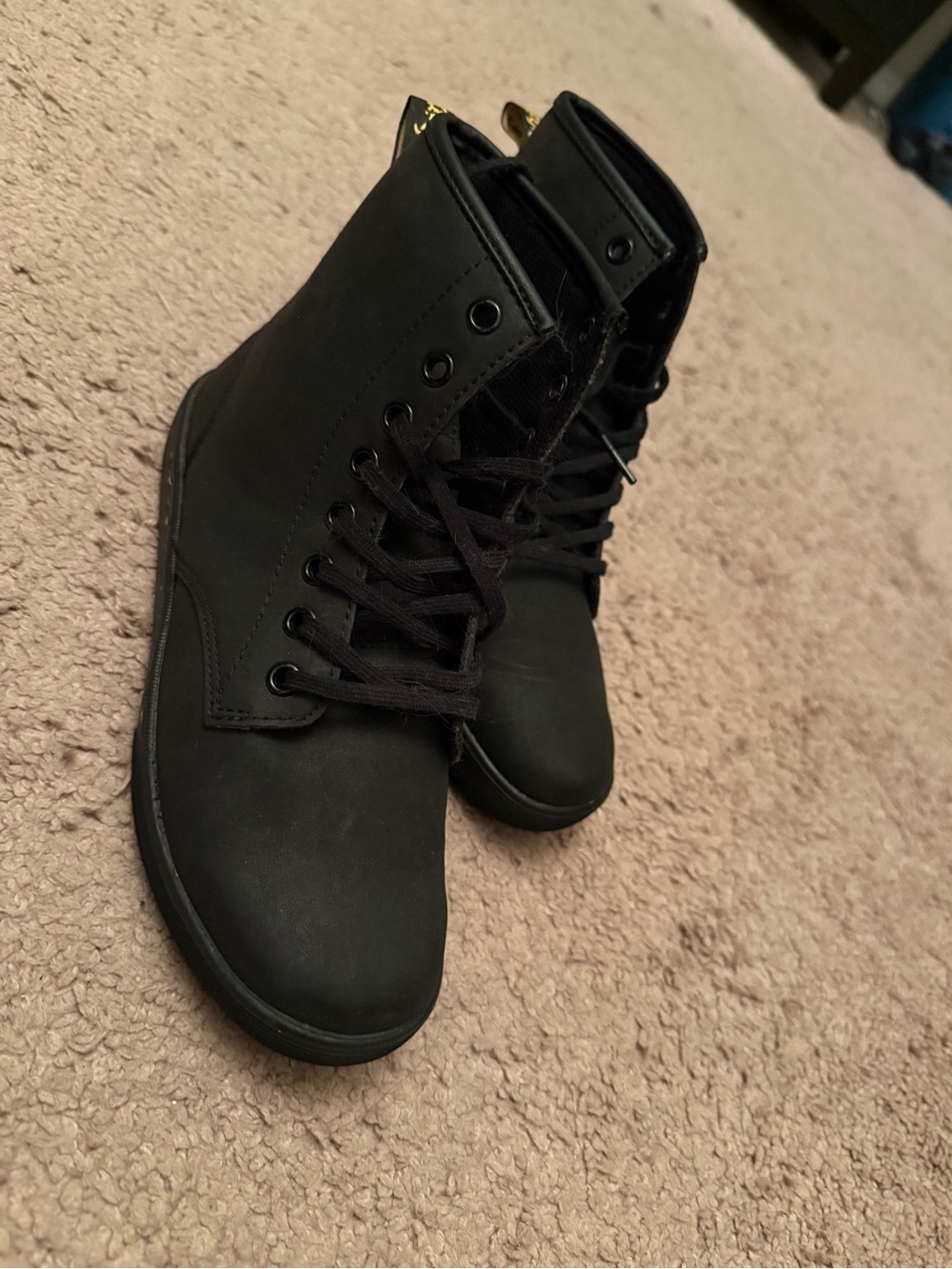 *NEVER WORN* Dr. Martens Black Nubuck Lace-Up Ankle Boots